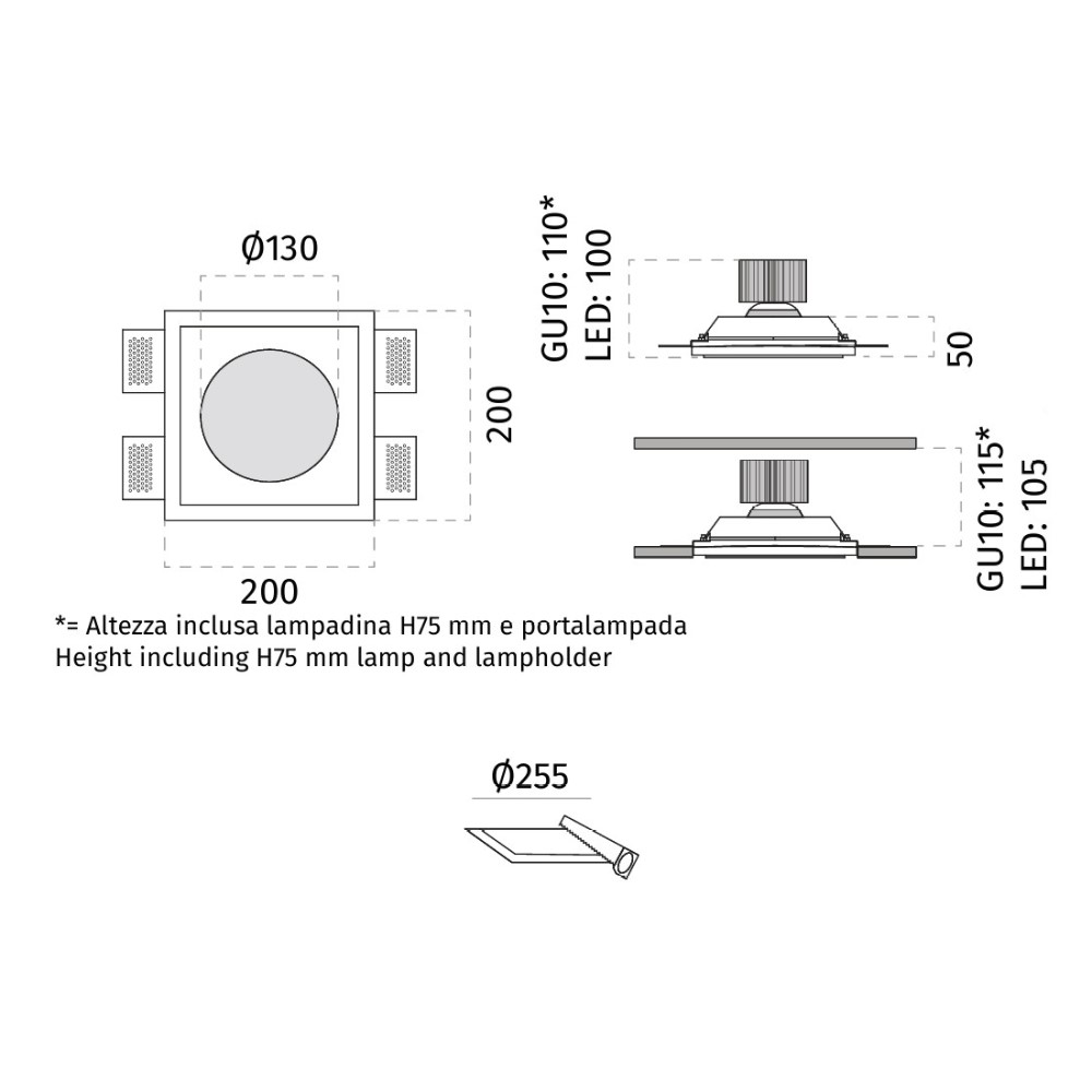 4044B Modillion GU10 Recessed Ceiling Light