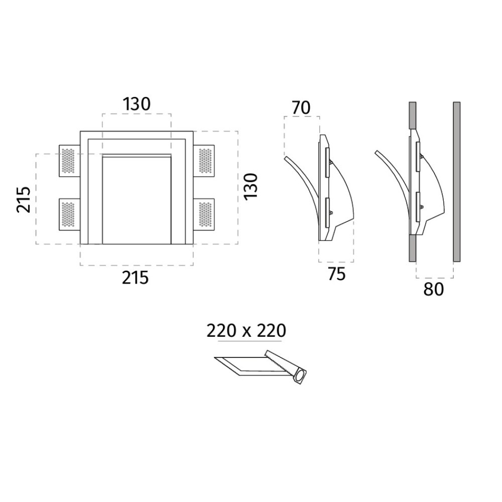 2365E Lissio Small Wall Recessed Light