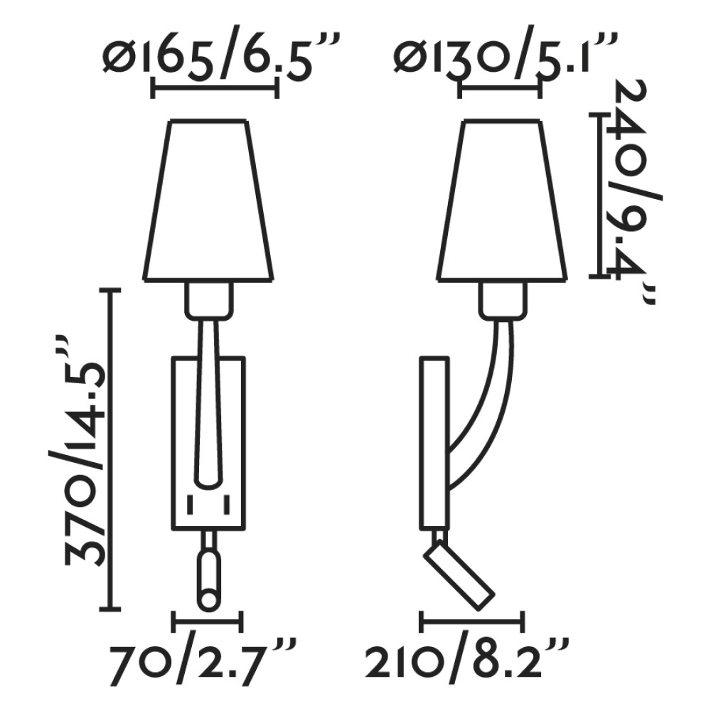 REM OLD GOLD WALL LAMP WITH LED READER WHITE LAMPS