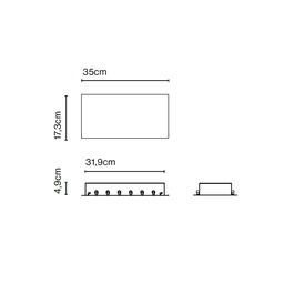 Rectangular Canopy 50W Black 9 Entry Points (DALI)