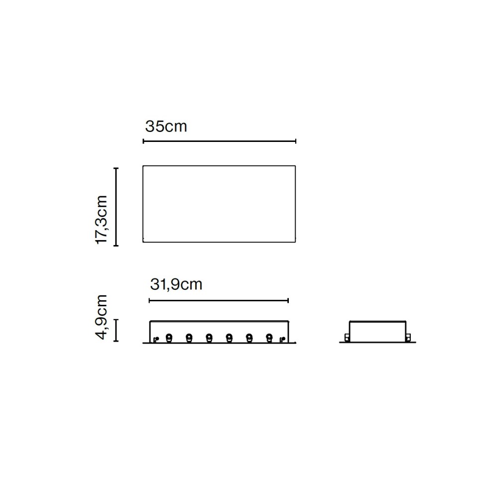 Marset Rectangular Canopy 50W Black 9 Entry Points | lightingonline.eu