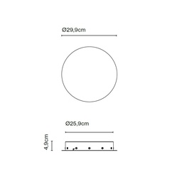 Circular Canopy 50W Black 9 Entry Points (DALI)