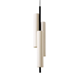 Black Note Triplet Suspension Lamp (White Veneer, Black, 0-10V)