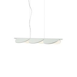 Almendra Linear Suspension Lamp (White, 128.5cm, White canopy)