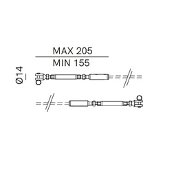 Kit 2 tie rods for steel cable AISI 316 &gt;5m ⌀4mm