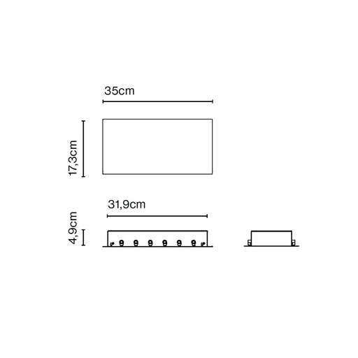 Rectangular Canopy 50W Black 9 Entry Points